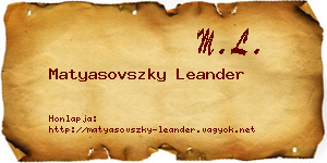 Matyasovszky Leander névjegykártya